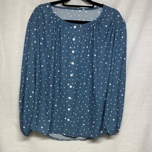 Blue Polka Dot Women's Top